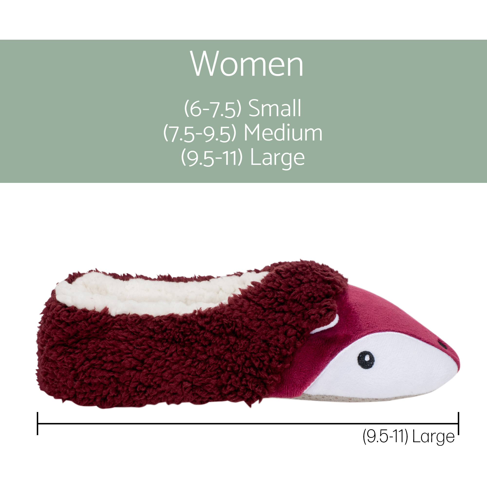 Zapatillas suaves forradas de felpa antideslizantes borgoña Fox para mujer animal - grandes - Imagen 5 de 6