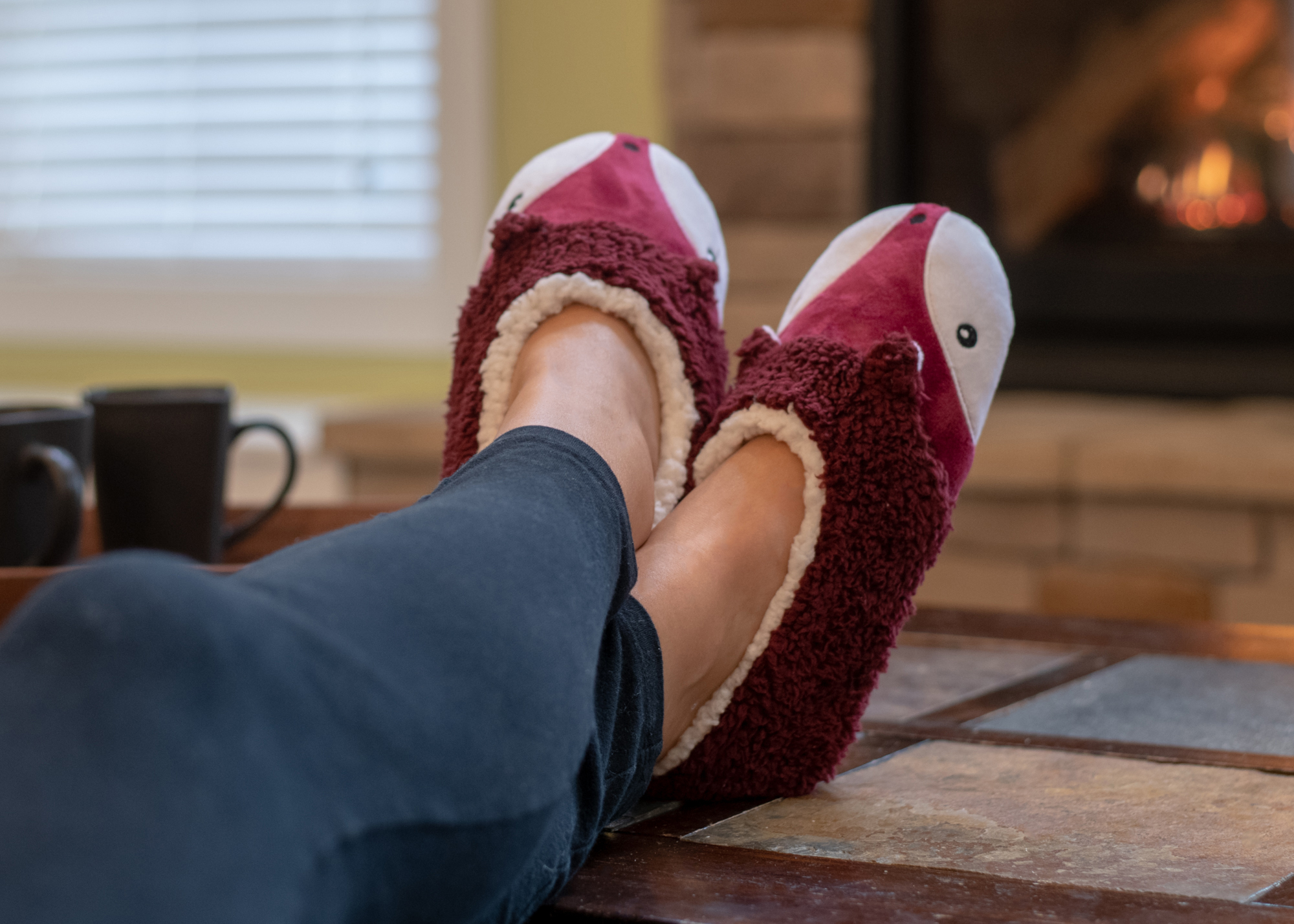 Zapatillas suaves forradas de felpa antideslizantes borgoña Fox para mujer animal - grandes - Imagen 6 de 6