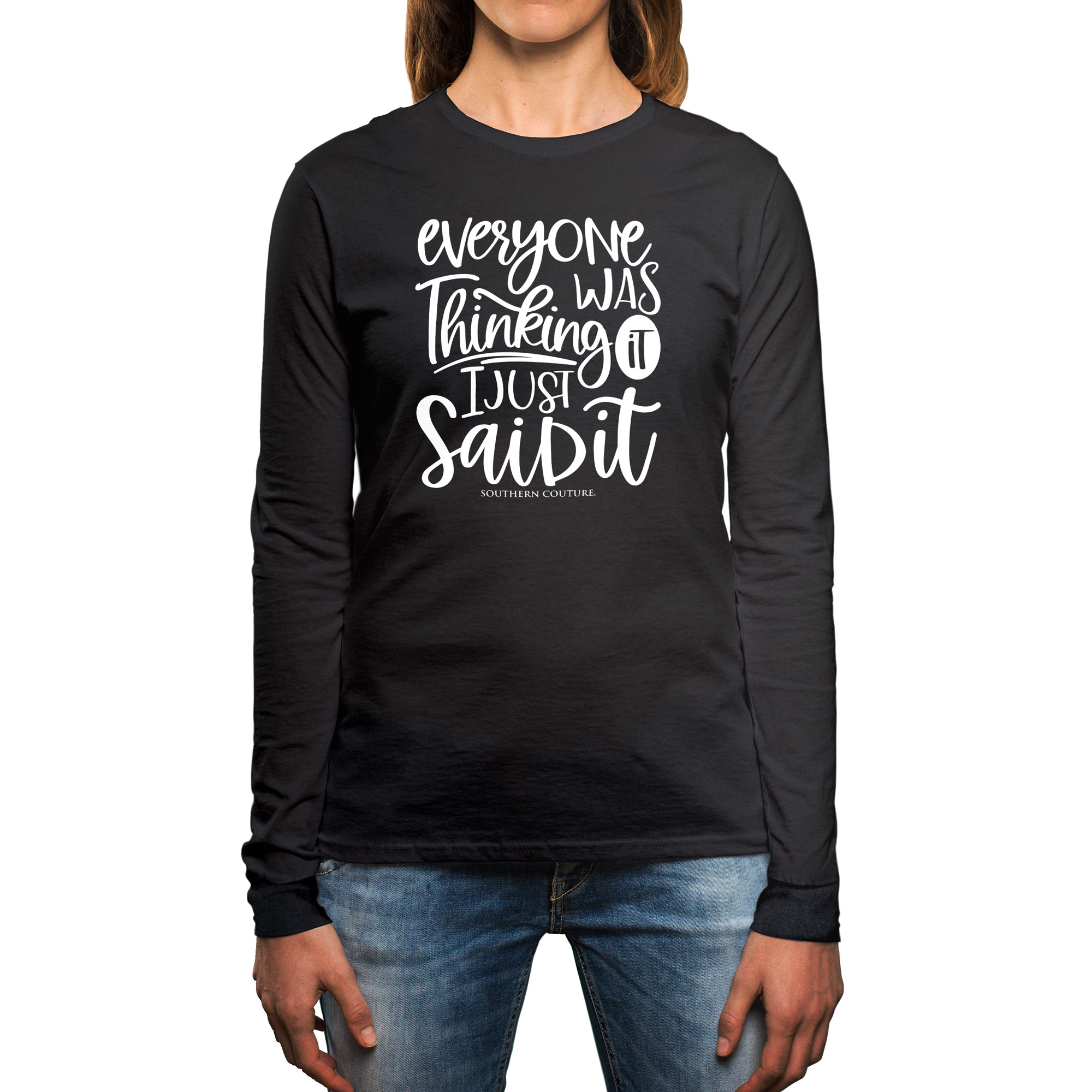 Everyone Was Thinking Black XXX-Large Cotton Long Sleeve T-Shirt