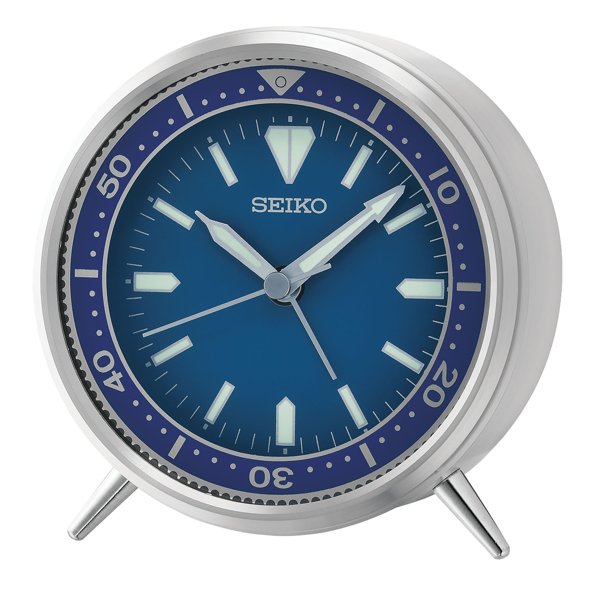 Seiko Clocks Mai T Blue and Silver Tone  Inch Aluminum Alarm Clock  20963857572 | eBay